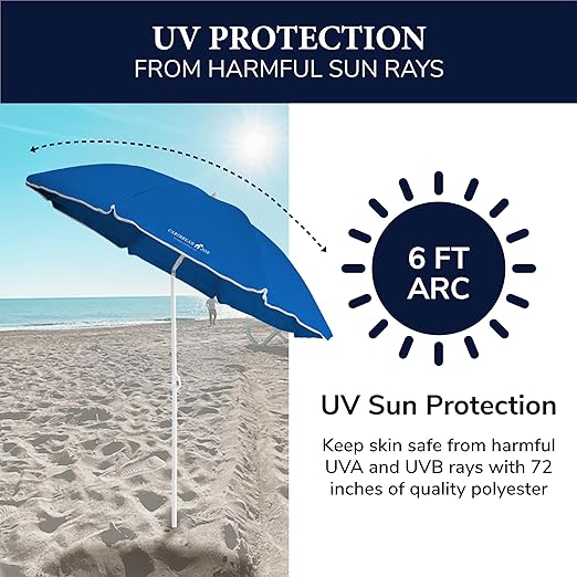 Beach Umbrella, Portable Outdoor Umbrella -Full 6 ft Arc Beach Umbrella, Portable Outdoor Umbrella -Full 6 ft Arc